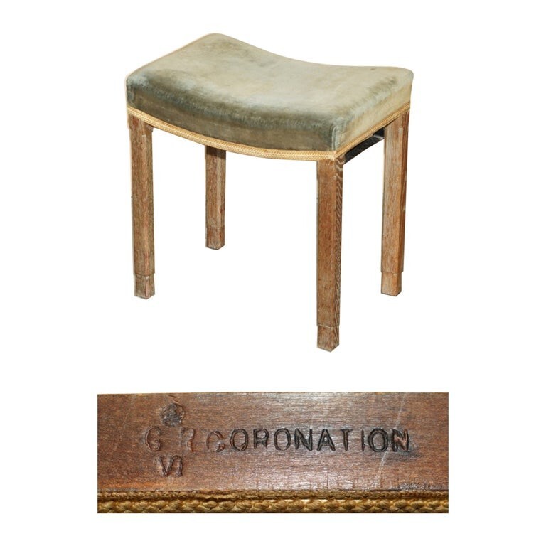 Original King George VI Coronation Stool 1937 Limed Oak By Waring & Gillow