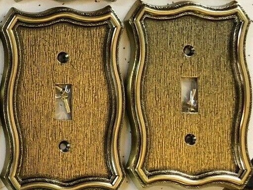 2 Gold Victorian Solid Heavy Metal antique Vintage Single Switch Covers outlet