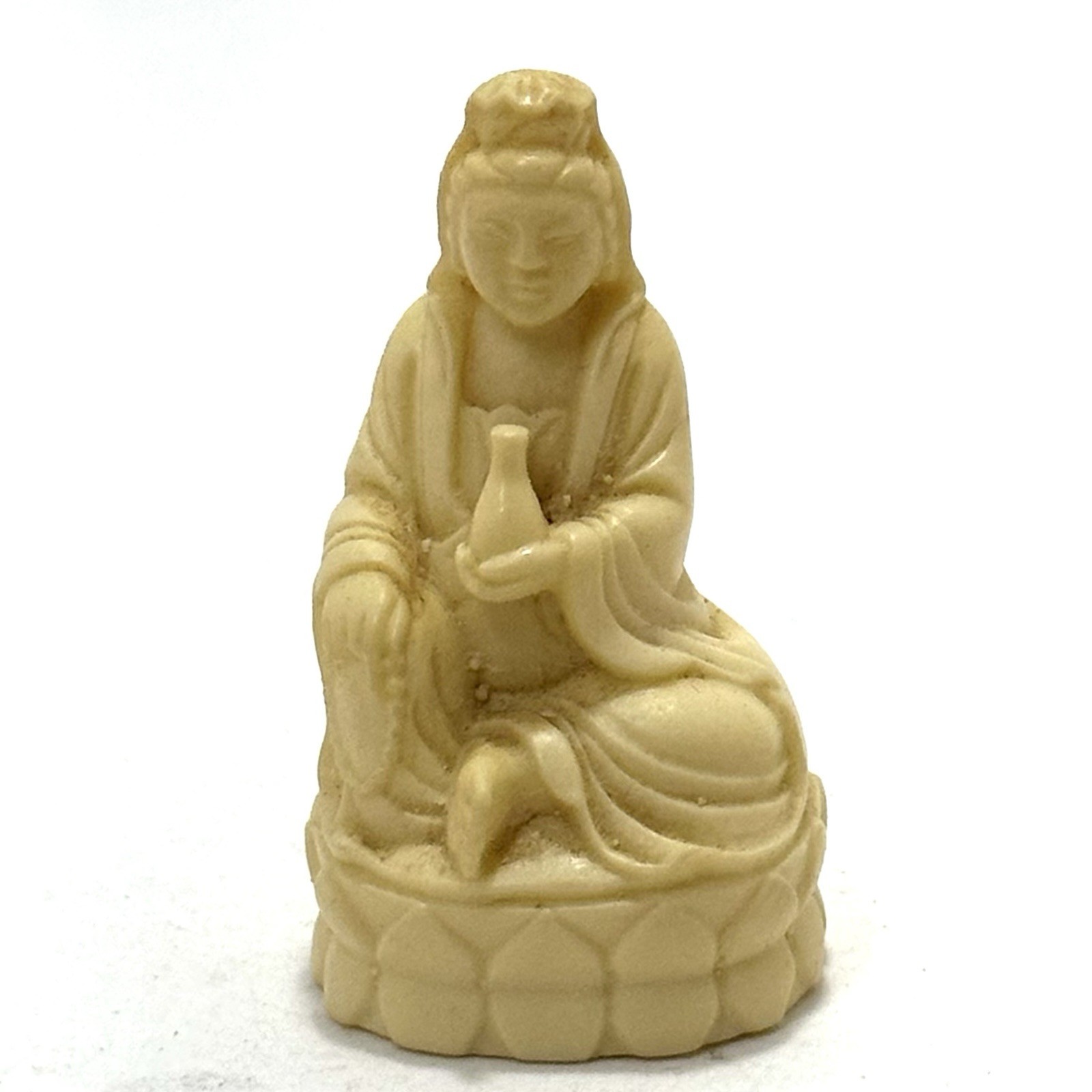 VTG Guanyin Buddha 2.25” Statue – Resin or Soapstone on Lotus Base