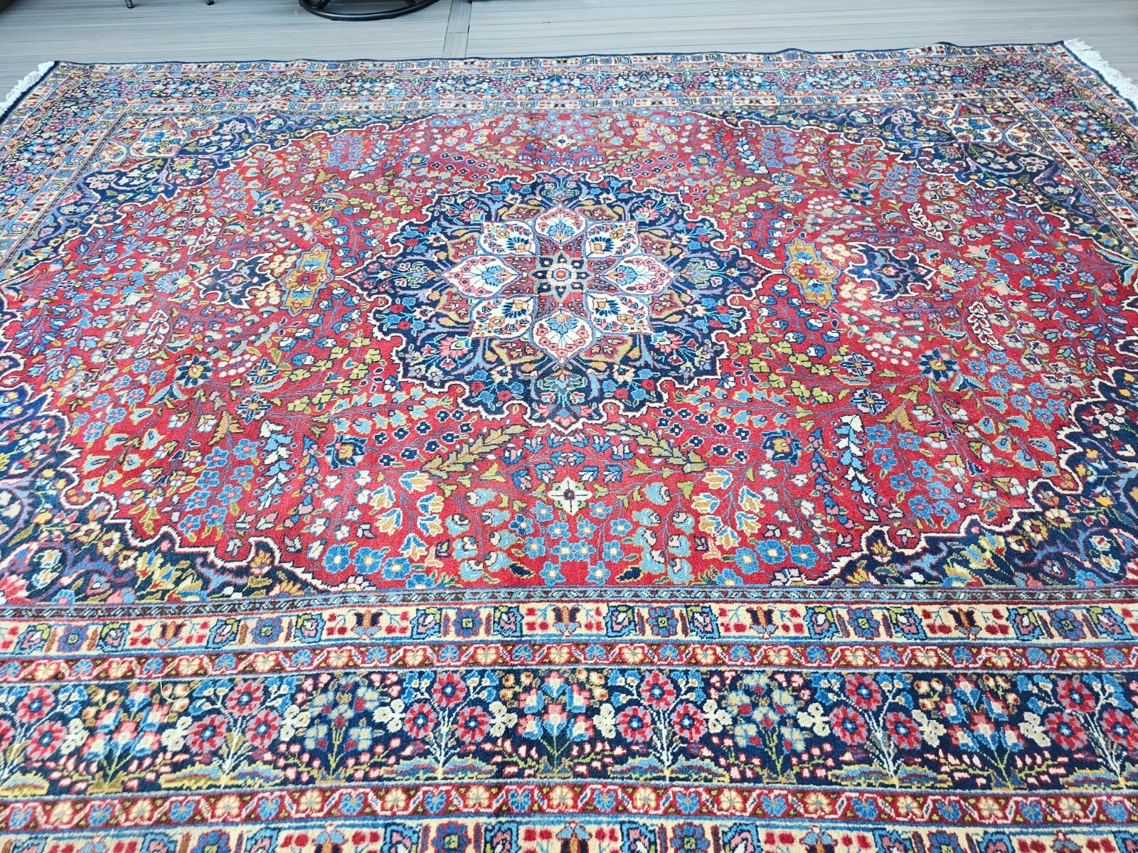 Antique Tabrizz rug over 100 years old Handmade 12.10″x9.2′ (With Certificate)