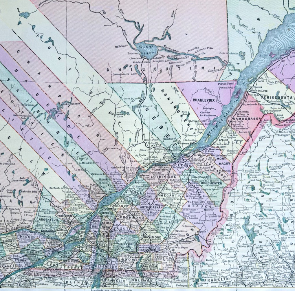 1895 Quebec Map Antique Victorian Geography History Canada Province DWYY10C