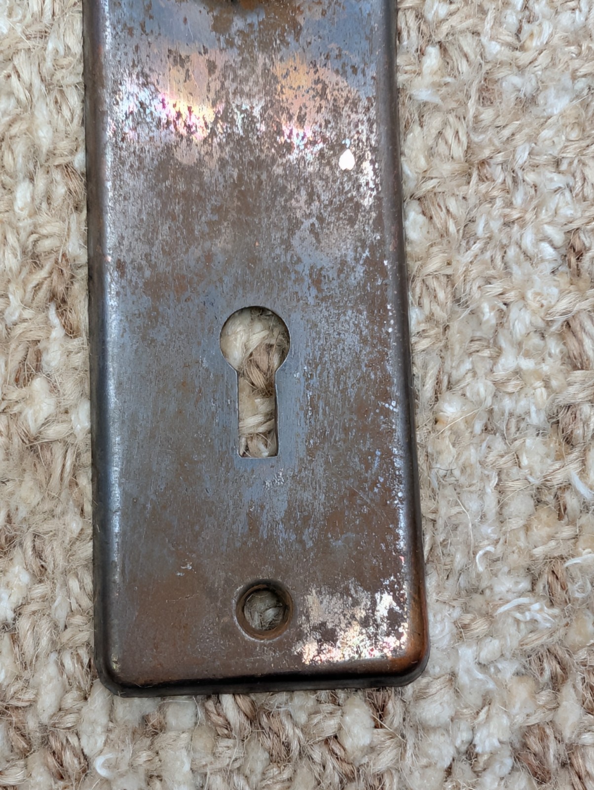 1 5/8″ x 5 1/2″ Antique Stamped Steel Door Knob Plate