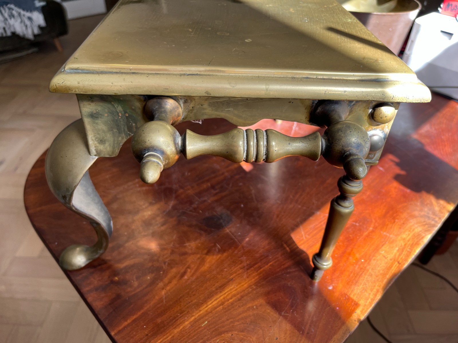 Brass FOOTMAN very heavy solid fireside ANTIQUE metal Victorian…..FREE UK POST