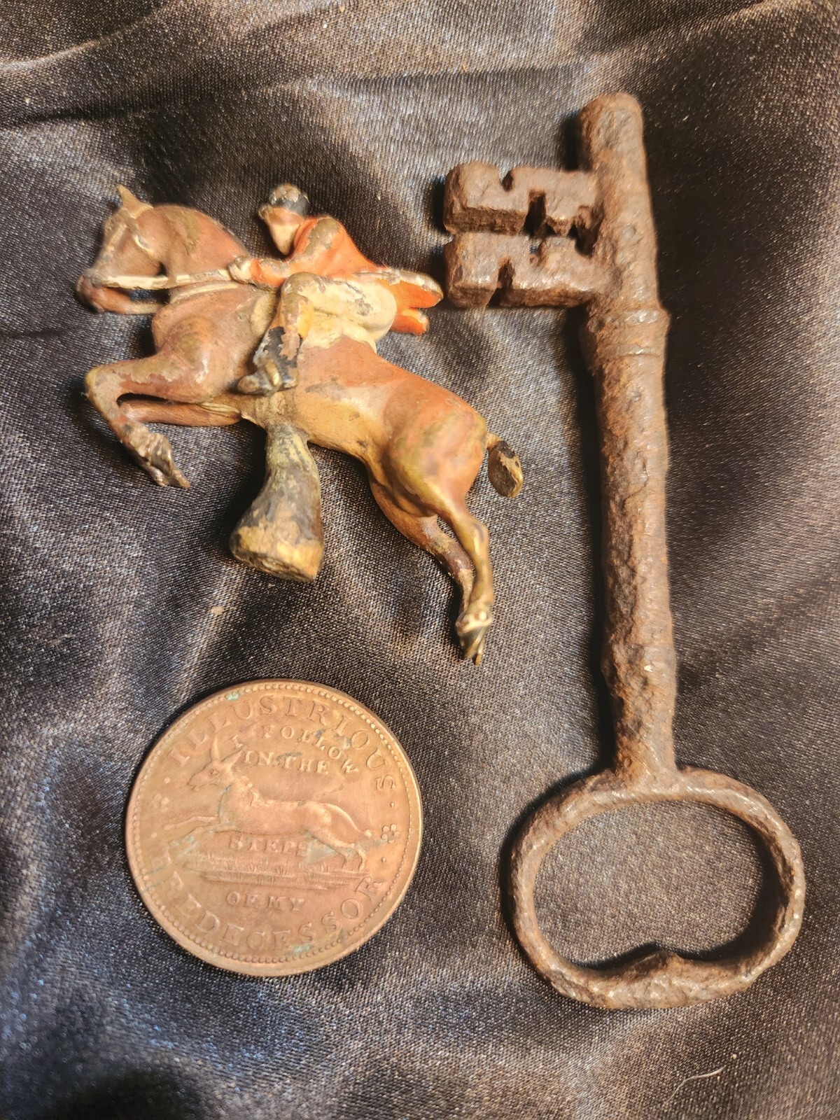 1837 Andrew Jackson Van Buren Whig party protest token coin metal toy horse Key