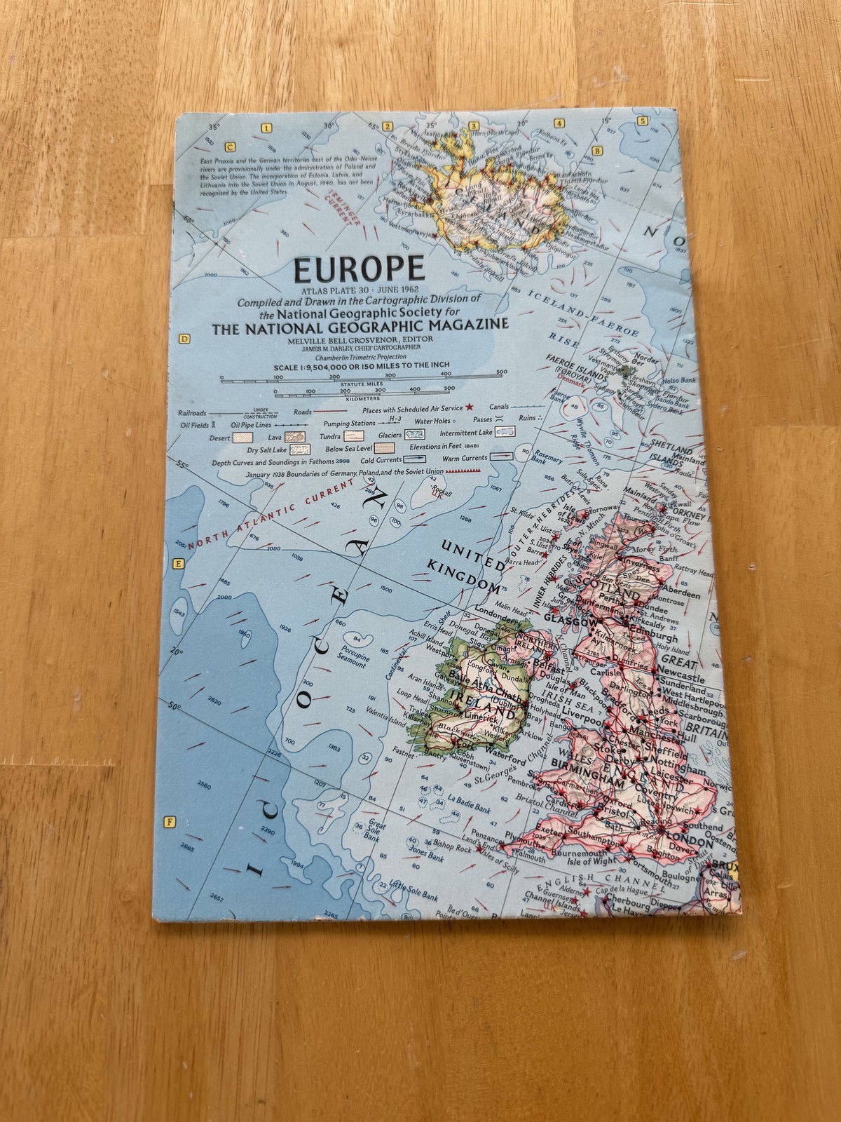 Vintage 1956 National Geographic Europe Map Atlas Plate 30 Fold Out Poster