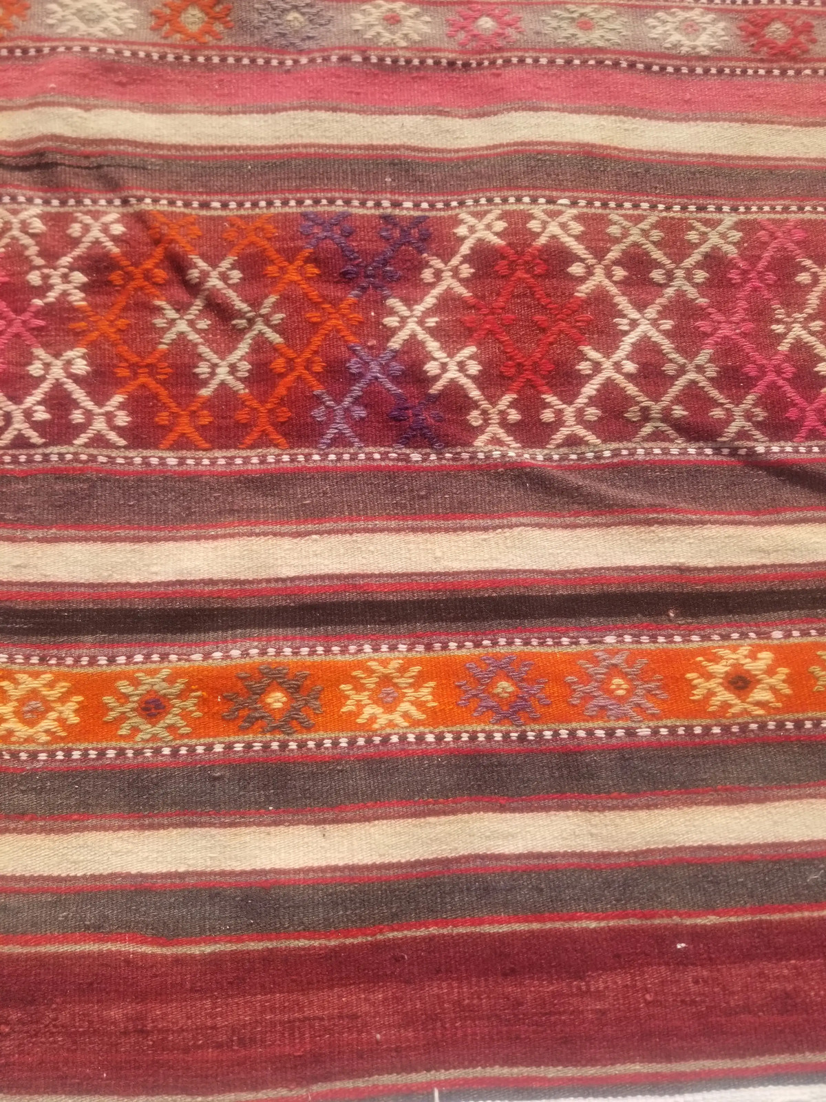 Vintage Traditional Handmade Turkish Wool Multicolor Kilim 6.7×4.7 ft