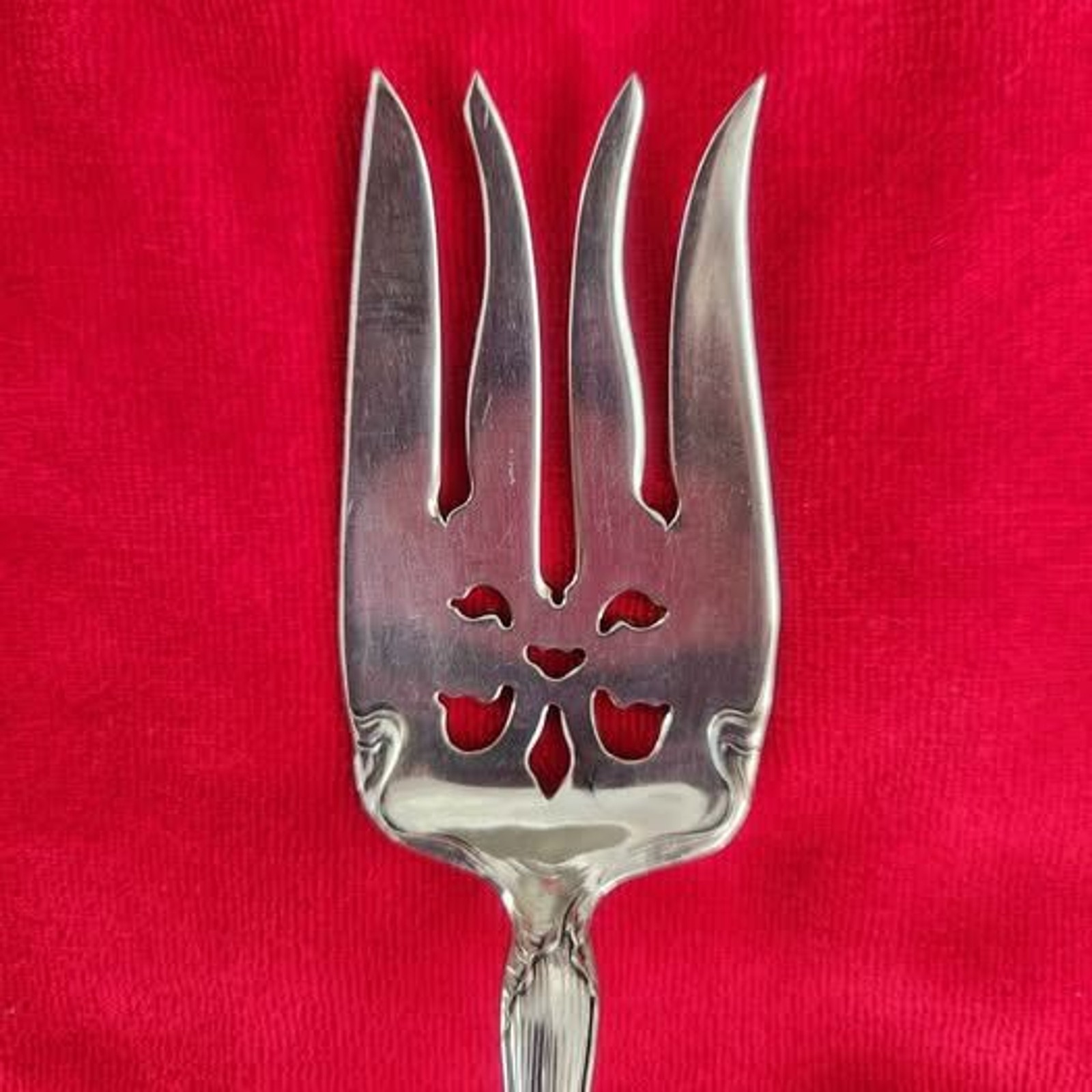 Antique Community Silver Triple Plus Meat Fork “Flower De Luce”