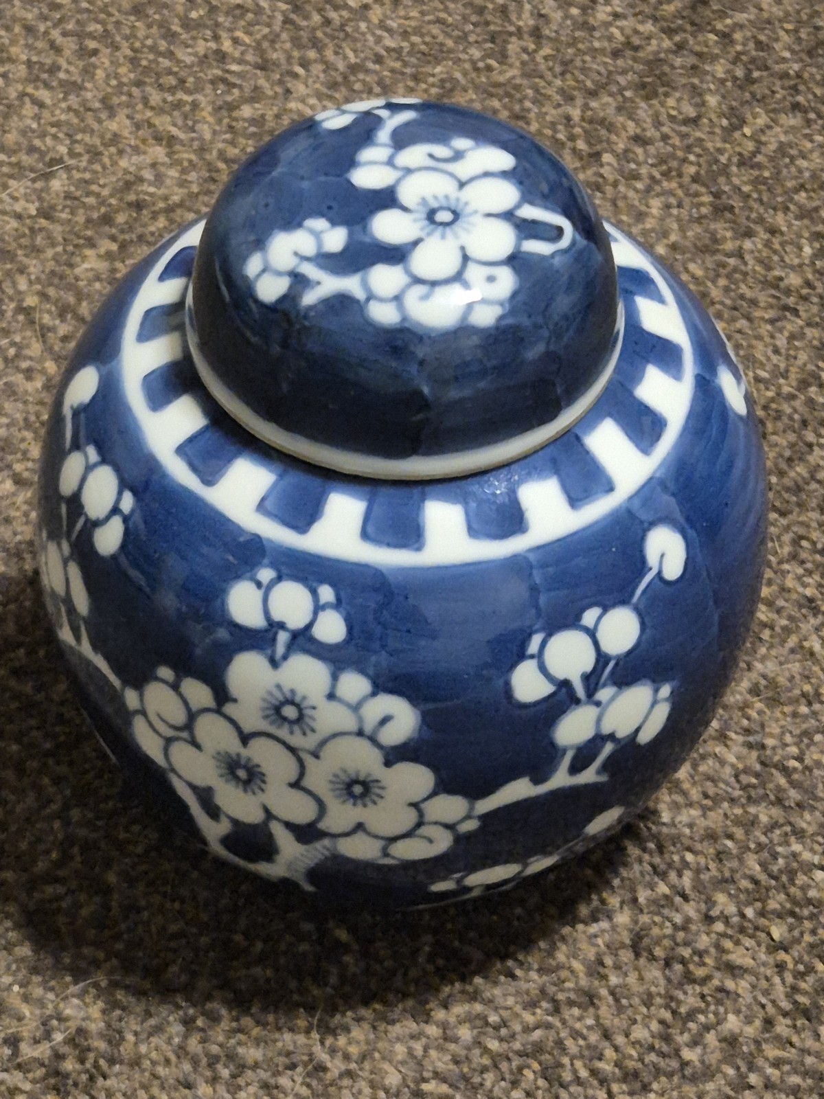 Chinese Porcelain Prunus Ginger Jar and Lid VGC vibrant colours unboxed