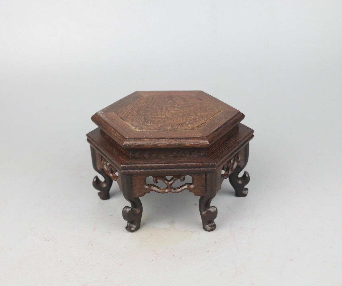 China wooden base Ji-chi wood rosewood carved hexagonal display shelf stand