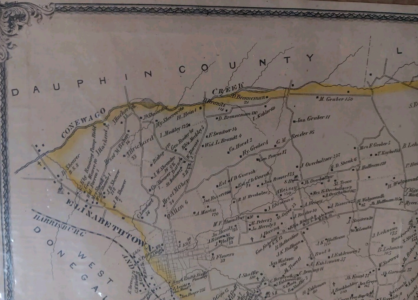 Antique Map Mount Joy Lancaster County Atlas Map 1875 13″ X 16.5″ Pennsylvania