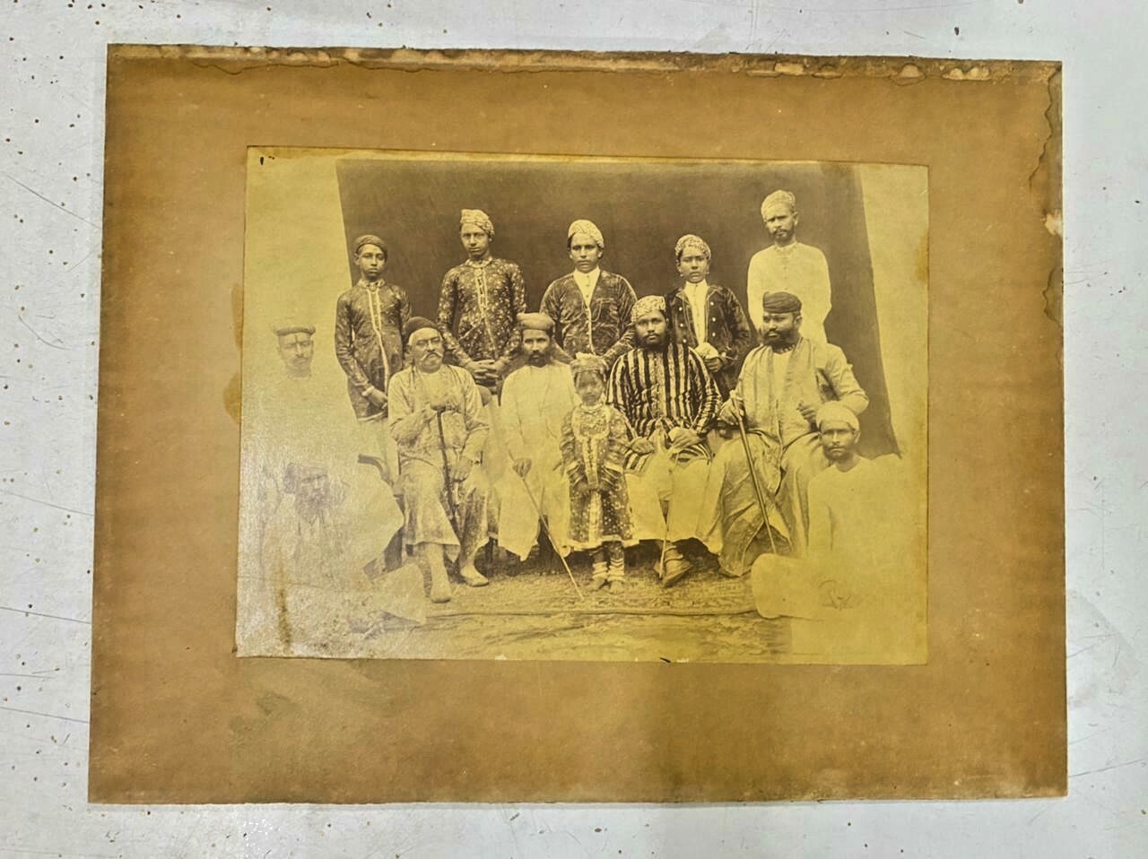 OLD VINTAGE RARE INDIAN MARWAR KING BLACK & WHITE LITHO PHOTO ON CARDBOARD