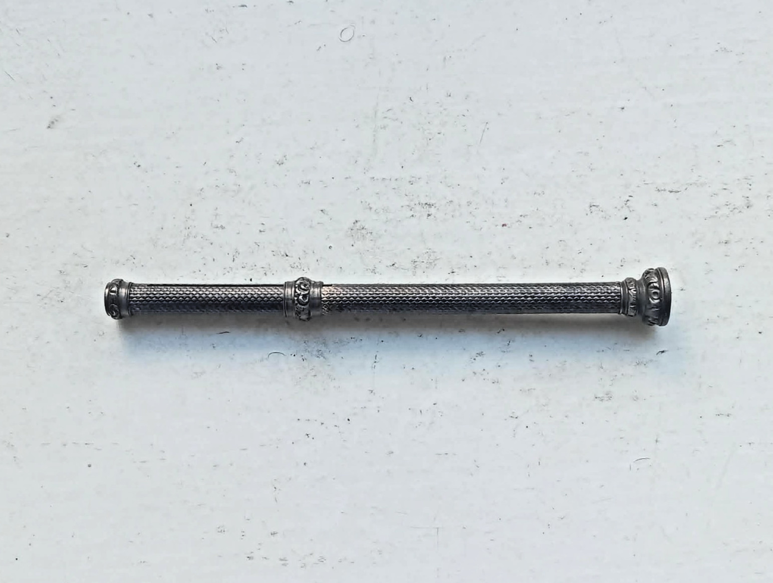 Vintage 1920s S. Mordan Silver Plated Propelling Pencil with Green Stone Seal