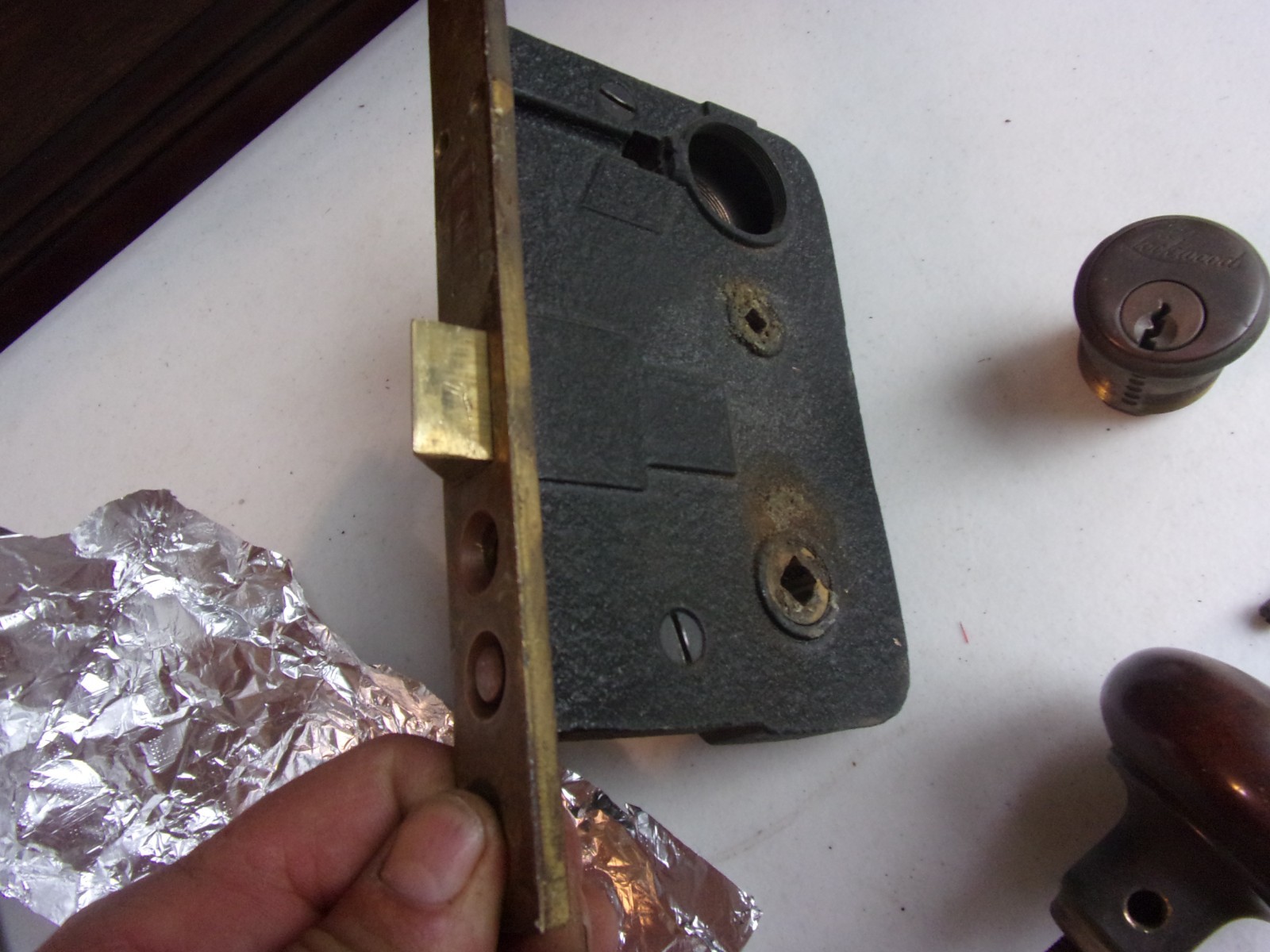Antique Door Hardware Set, Mortise Lock, Key Cylinder,Matching Backplates