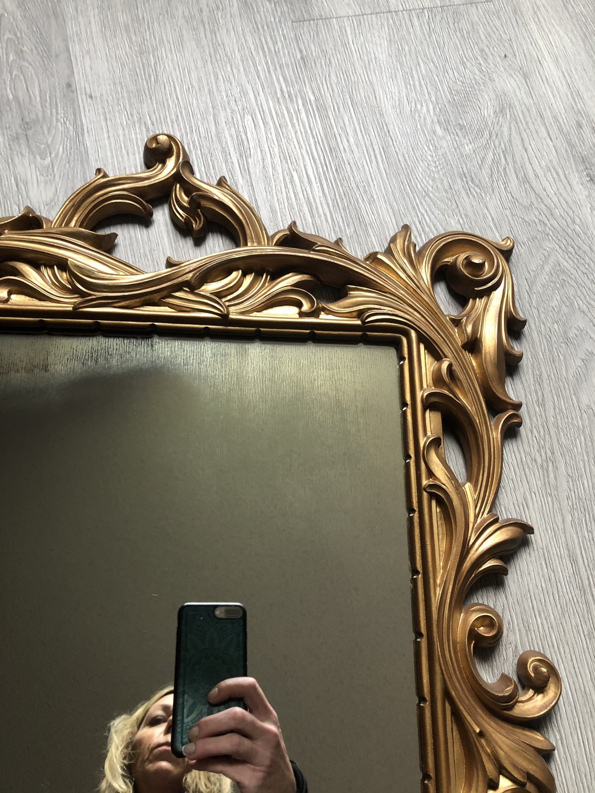 Vtg Turner Gold Scroll Leaf Rectangular Wall Mirror Hollywood Regency MCM 29”