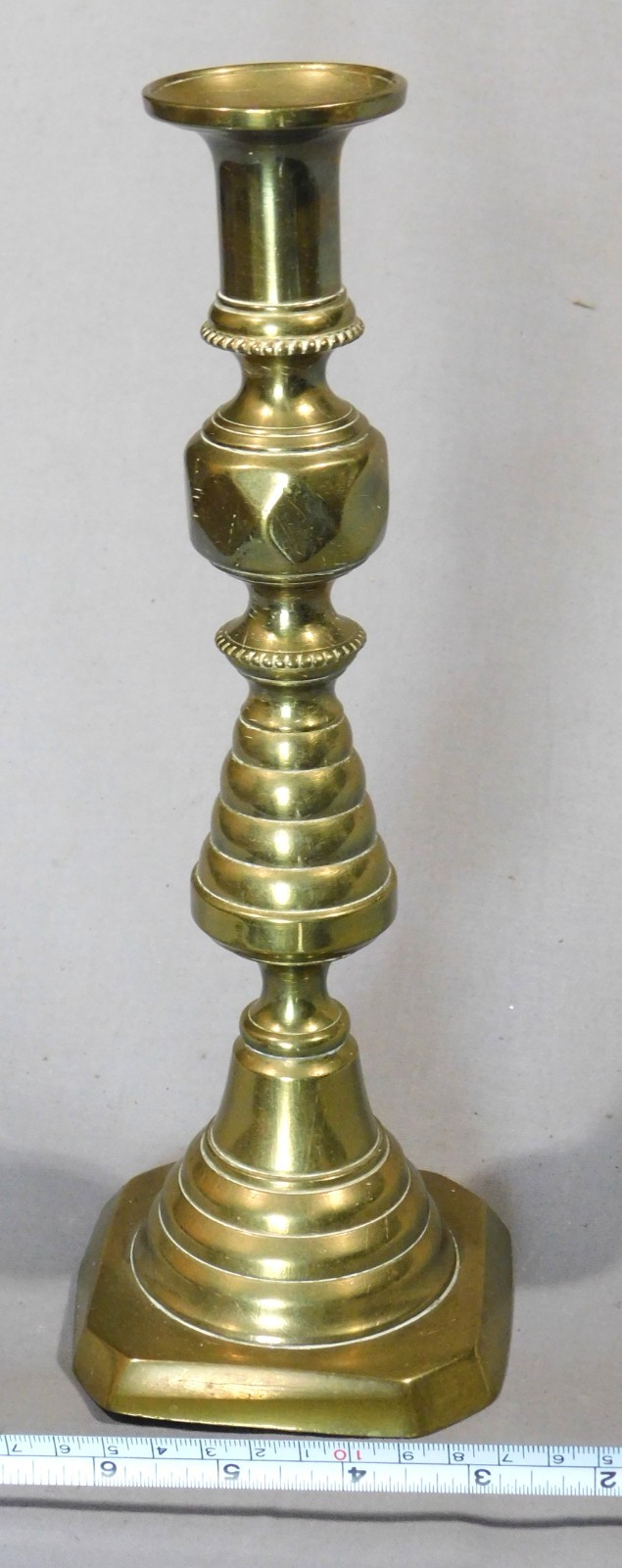 Antique Pair British Brass Candlesticks RD 223580 1893 Victorian Queen Anne