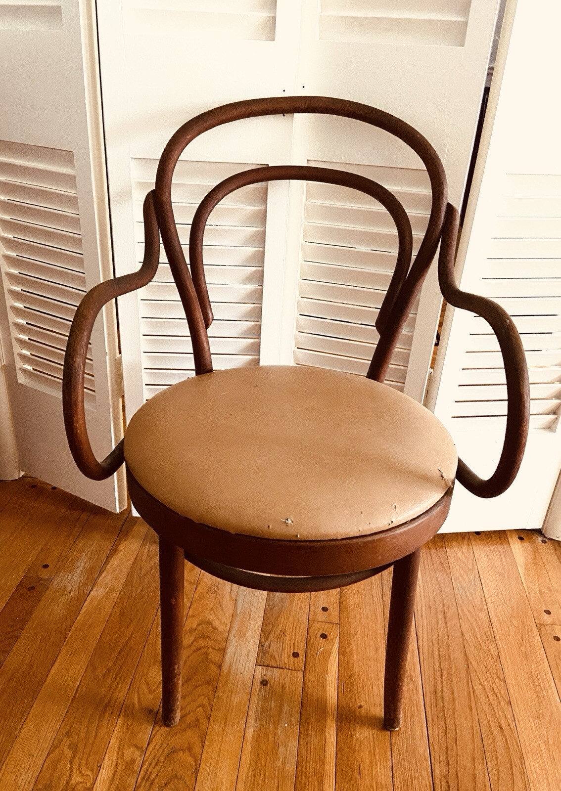 Vintage MSM 1975 SOLID WALNUT Bent Wood Wooden Side Dining Arm Chair Cushioned