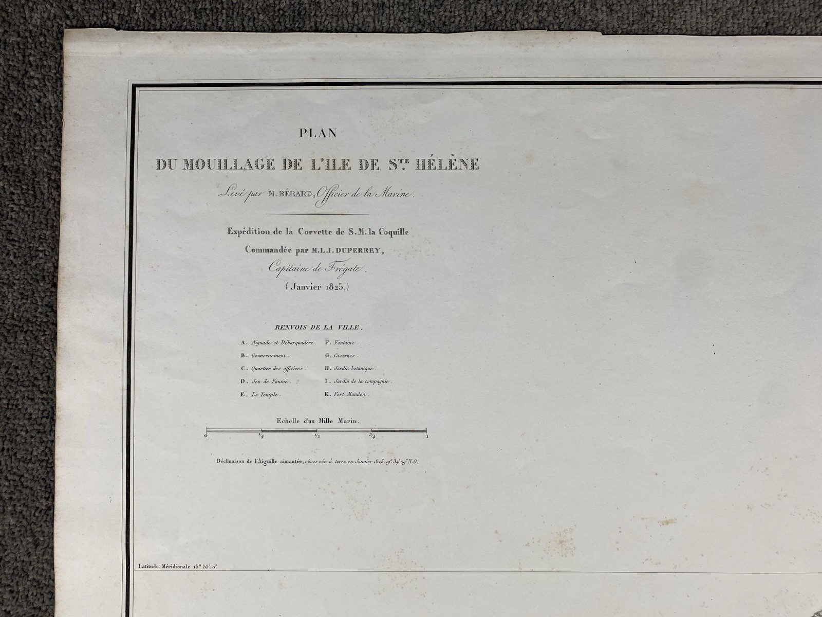 Plan Of The Anchorage Of The Island Of St. Helena 1828 Antique Map Africa
