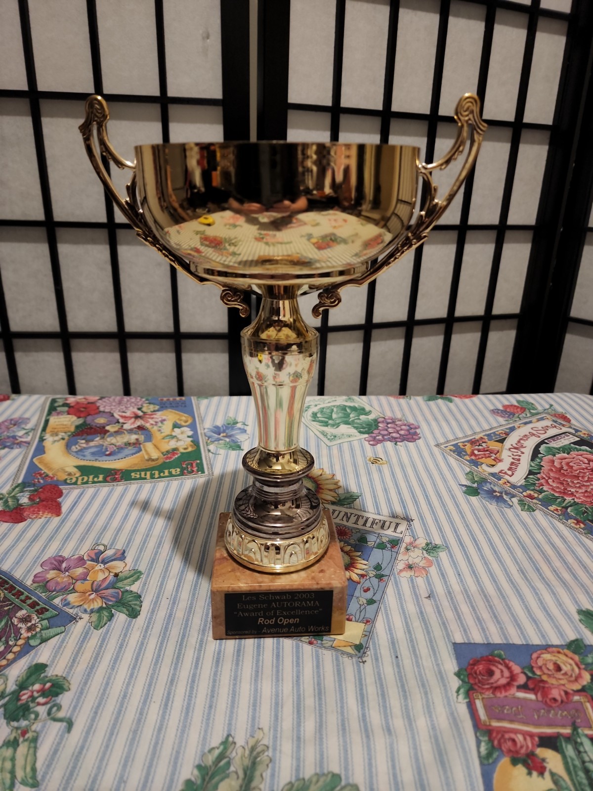 Vintage 2003 Les Swaub Eugene Autorama 11″ Trophy Cup Silver Plated Rod Open