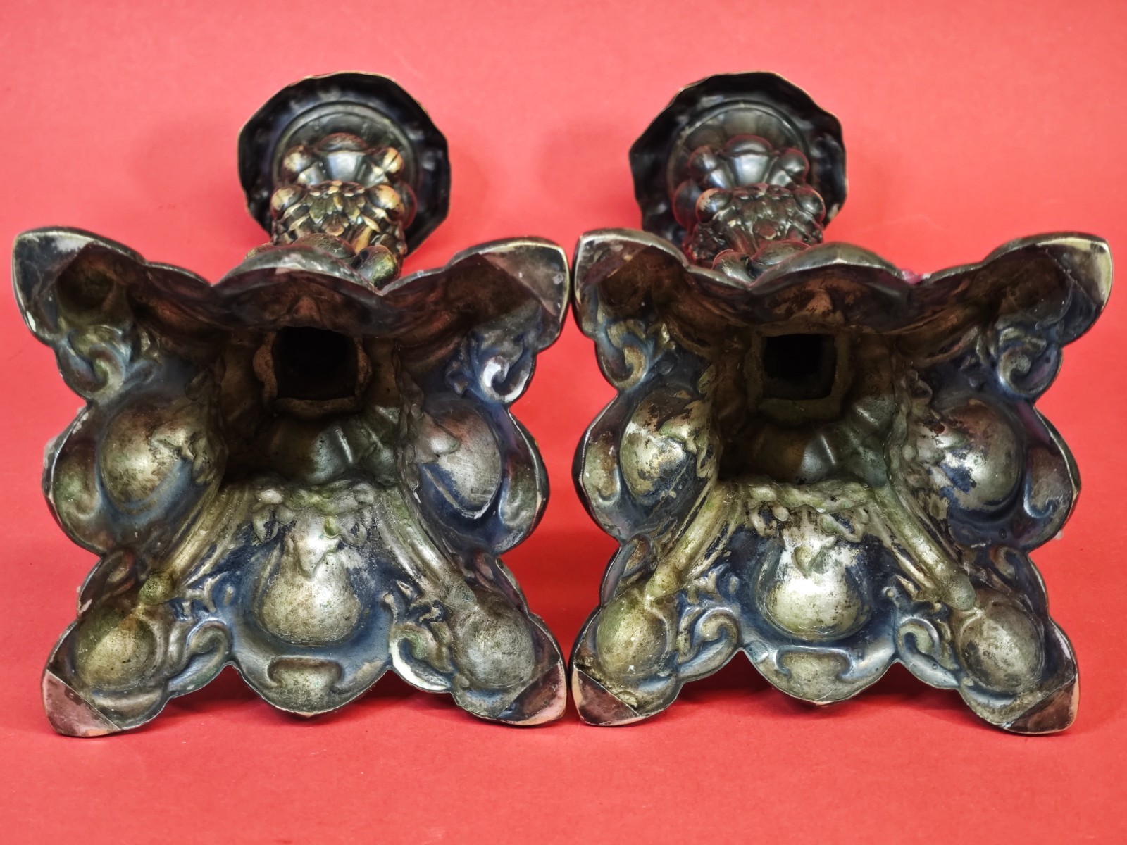 Antique Norblin & Co Warsaw Silver Plate Candlesticks Pair Judaica Shabbat Rare