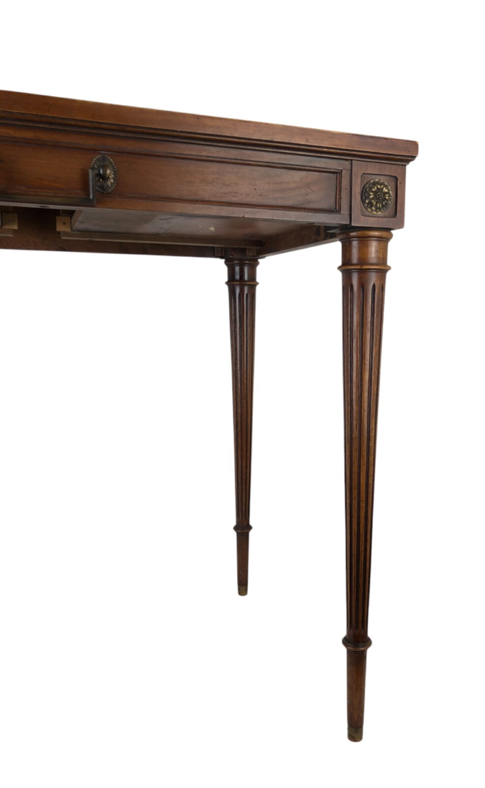1930s Vintage Weiman Heirloom Leather Top Sheraton Style Table w/ 2 Leaves 412