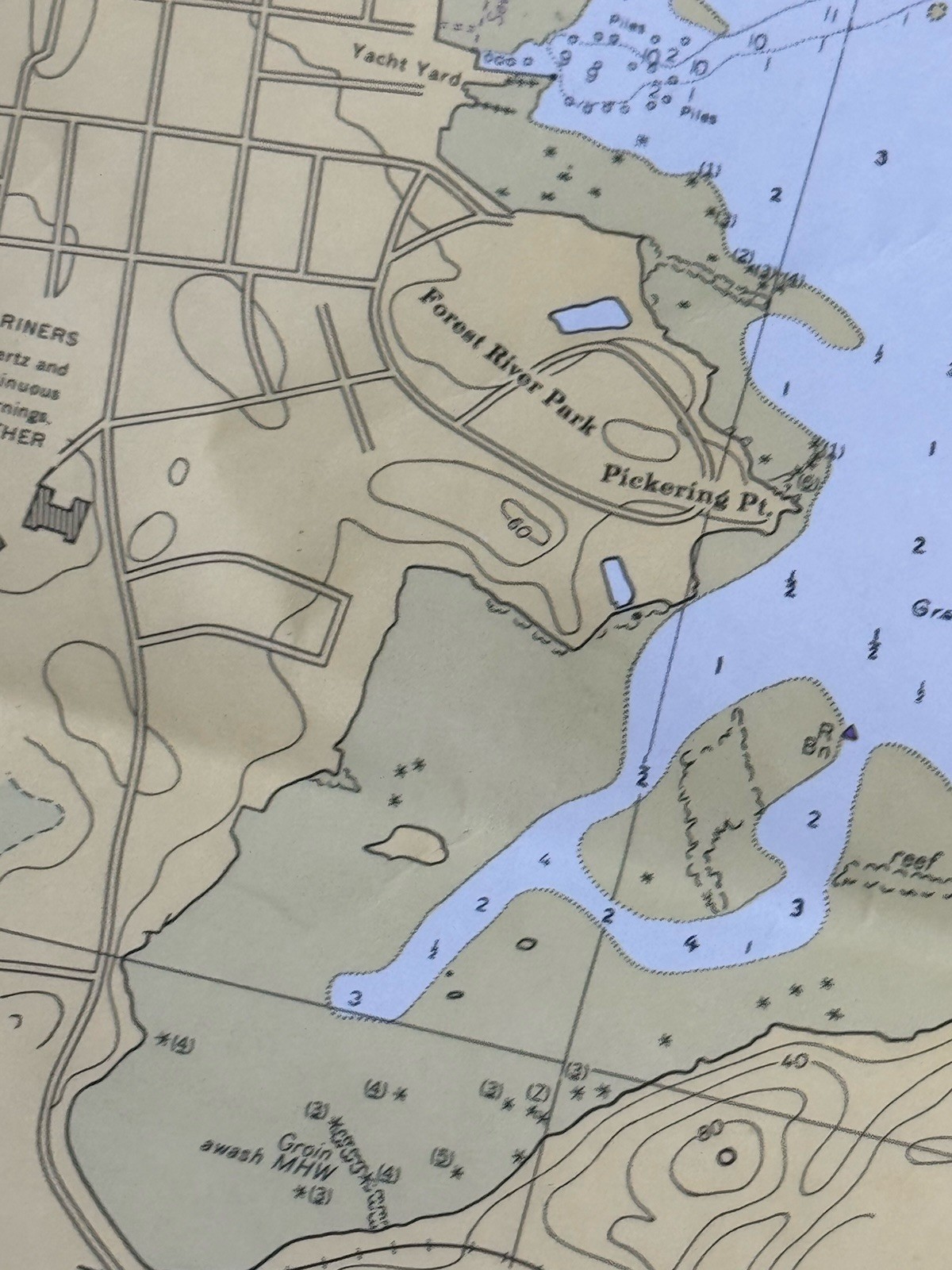 1972 SALEM, MARBLEHEAD, BEVERLY Nautical Chart HARBORS 33.5″ x 33.5″