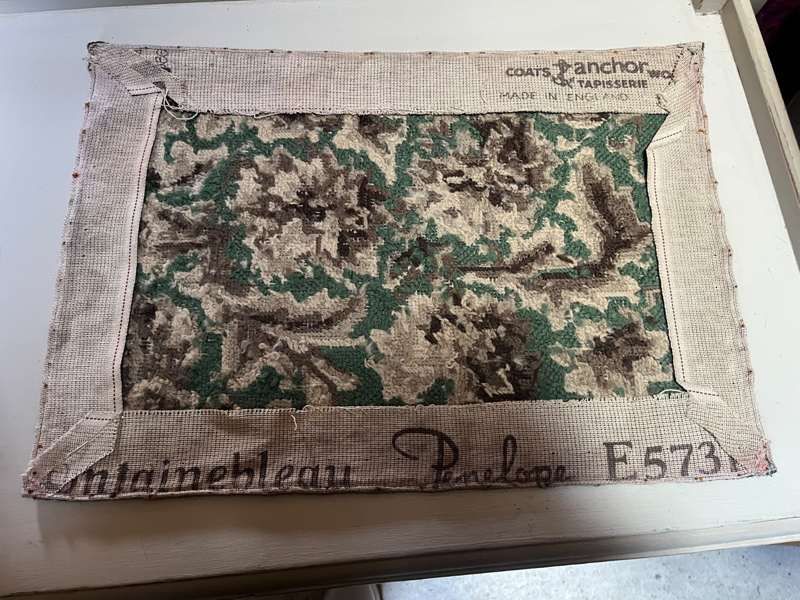 Antique Wool Tapestry Green Background Early 1900’s