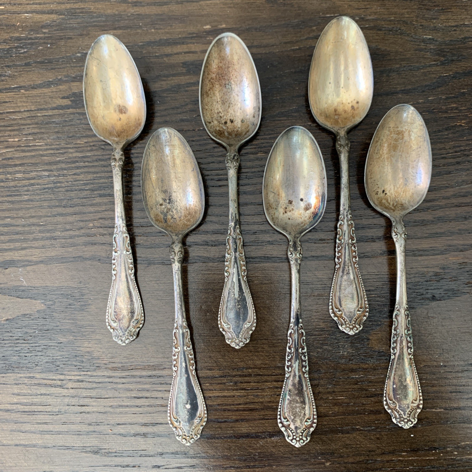 1847 Rogers Bros Silverplated Norfolk LOT of 6 Teaspoons 5.75”