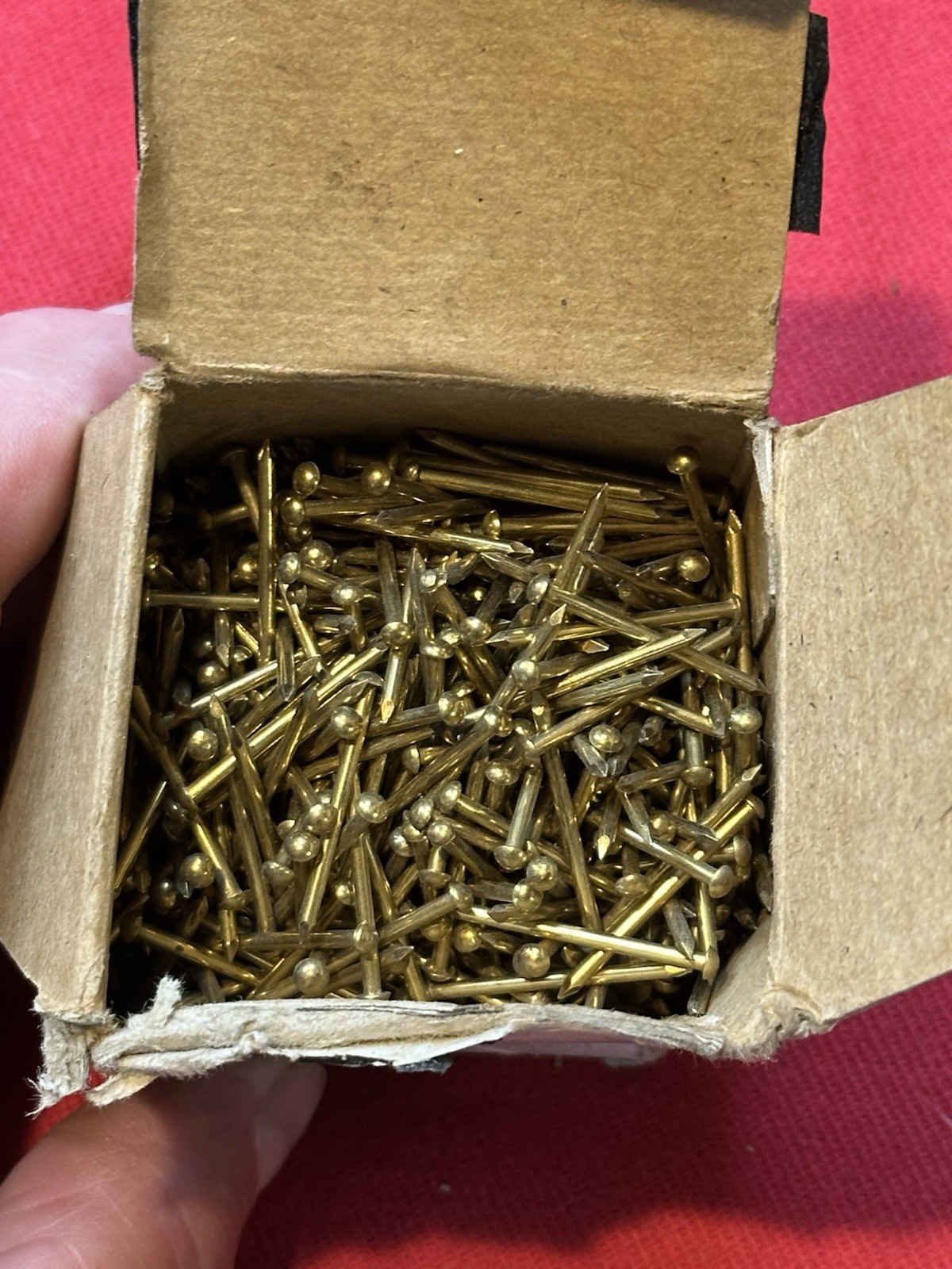 VINTAGE NOS 1” SOLID BRASS ROUND DOME HEAD ESCUTCHEON PINS NAILS ALMOST 1 POUND