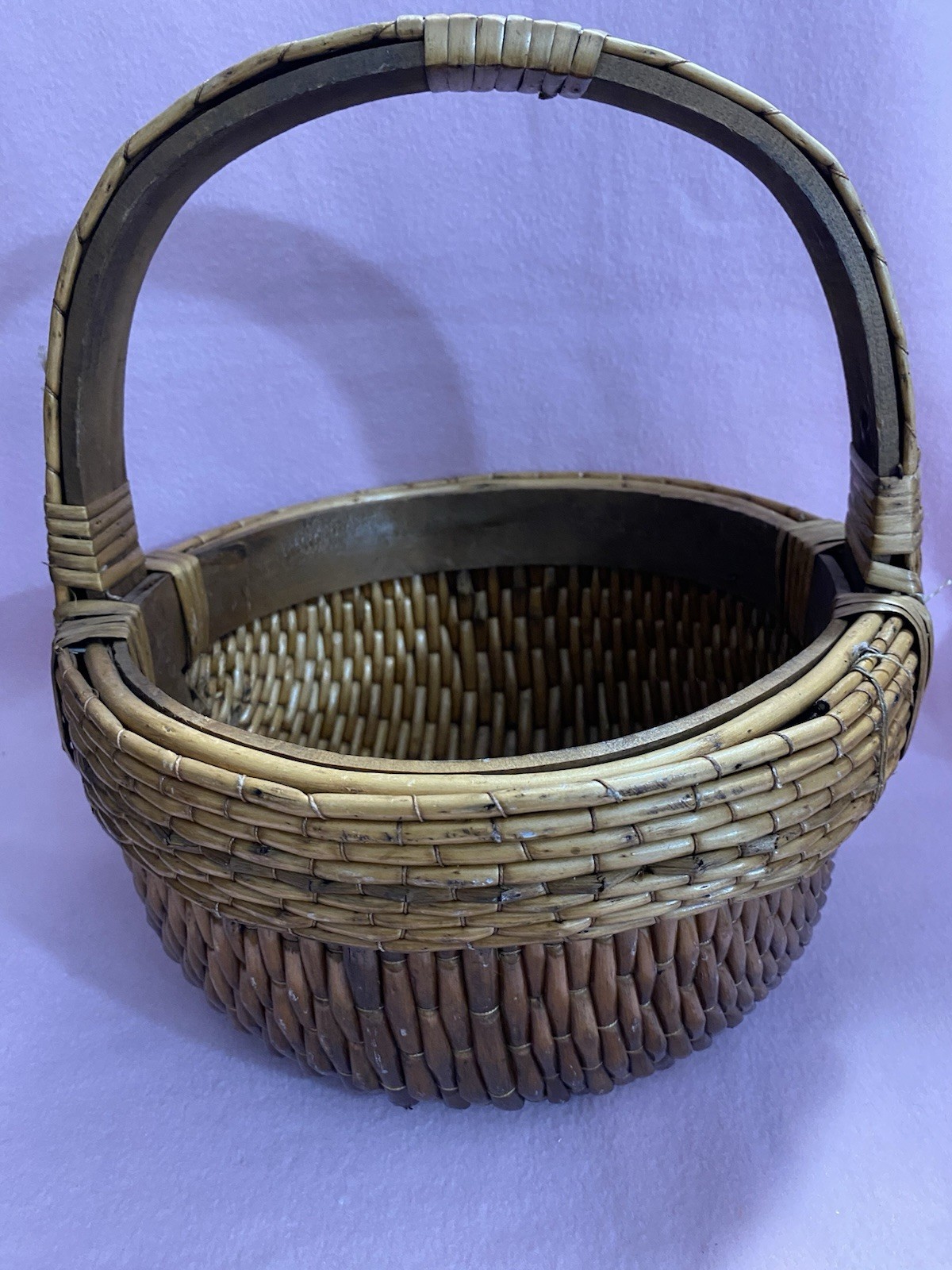 Antique Chinese Woven Reed Rattan Basket