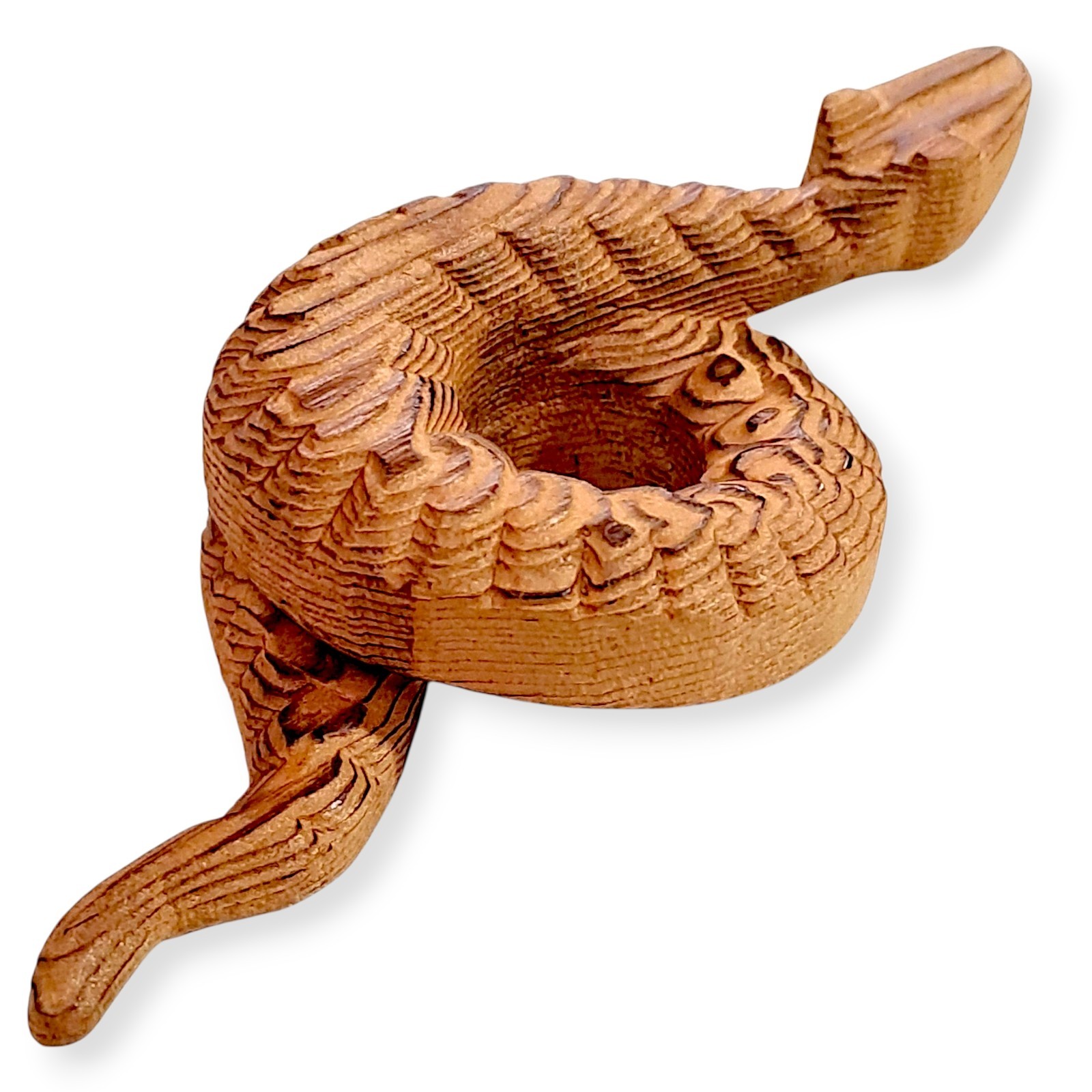 Japanese Wooden Hand Carved Zodiac Snake Shrine Ittobori Craft Art Decor JP S11