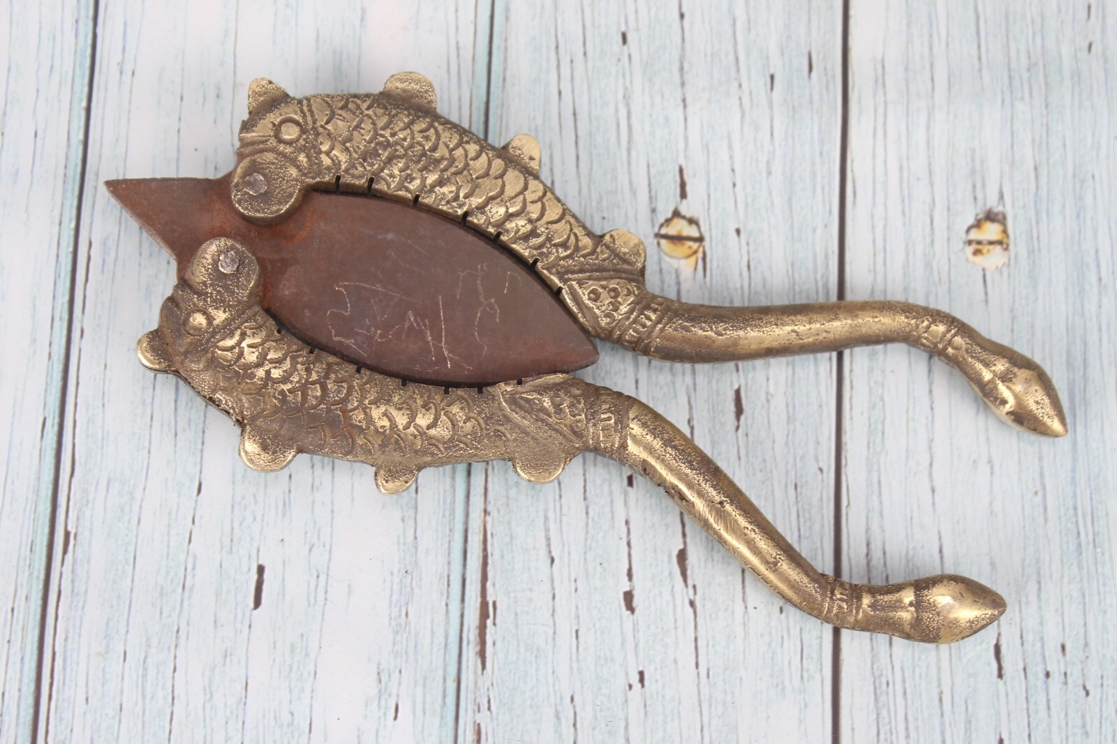 Antique Brass Fish Nutcracker – Unique Indian Collectible, Home Decor Accent
