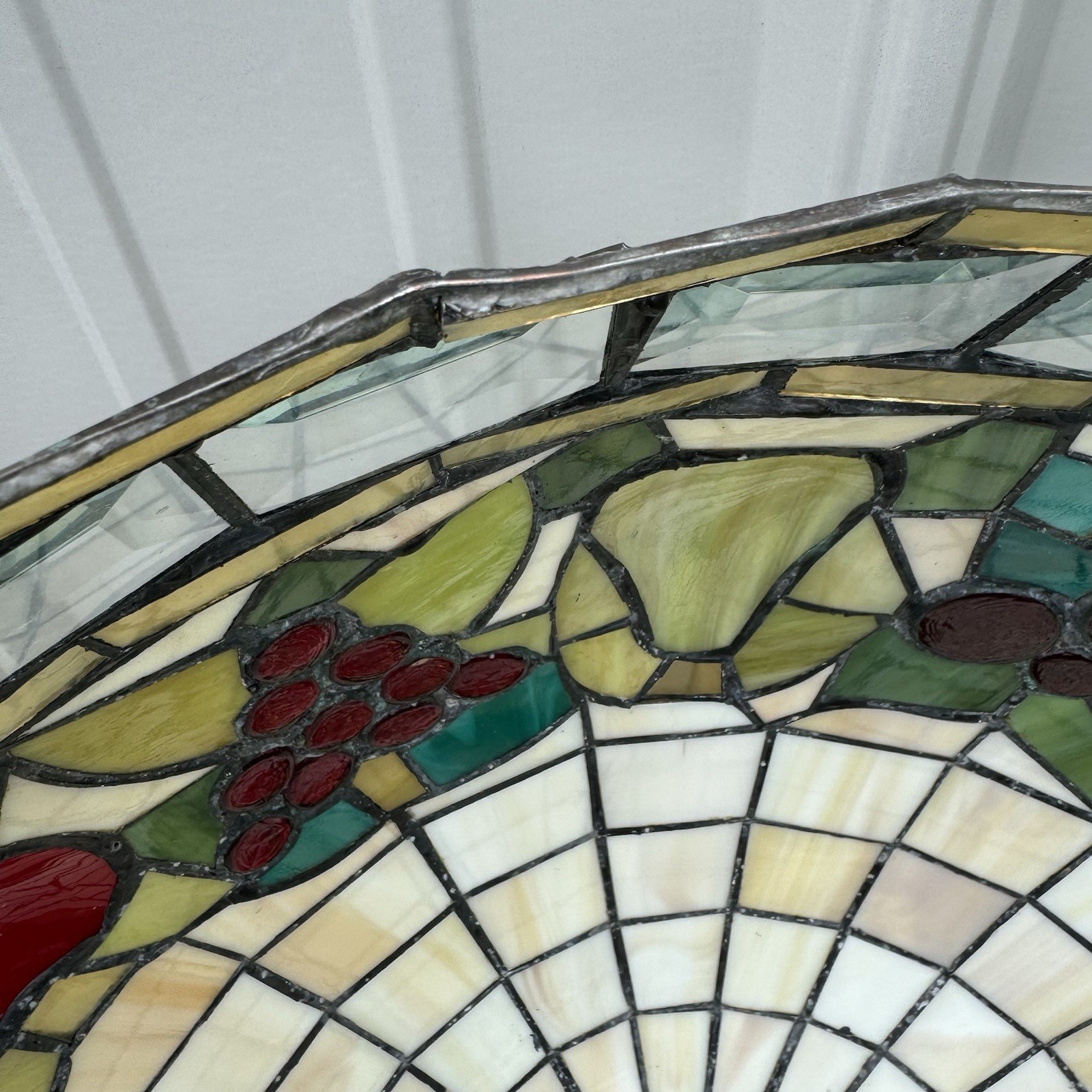 Vintage 70s Tiffany Style Fruit Chandelier Pendant Desk Shade Art