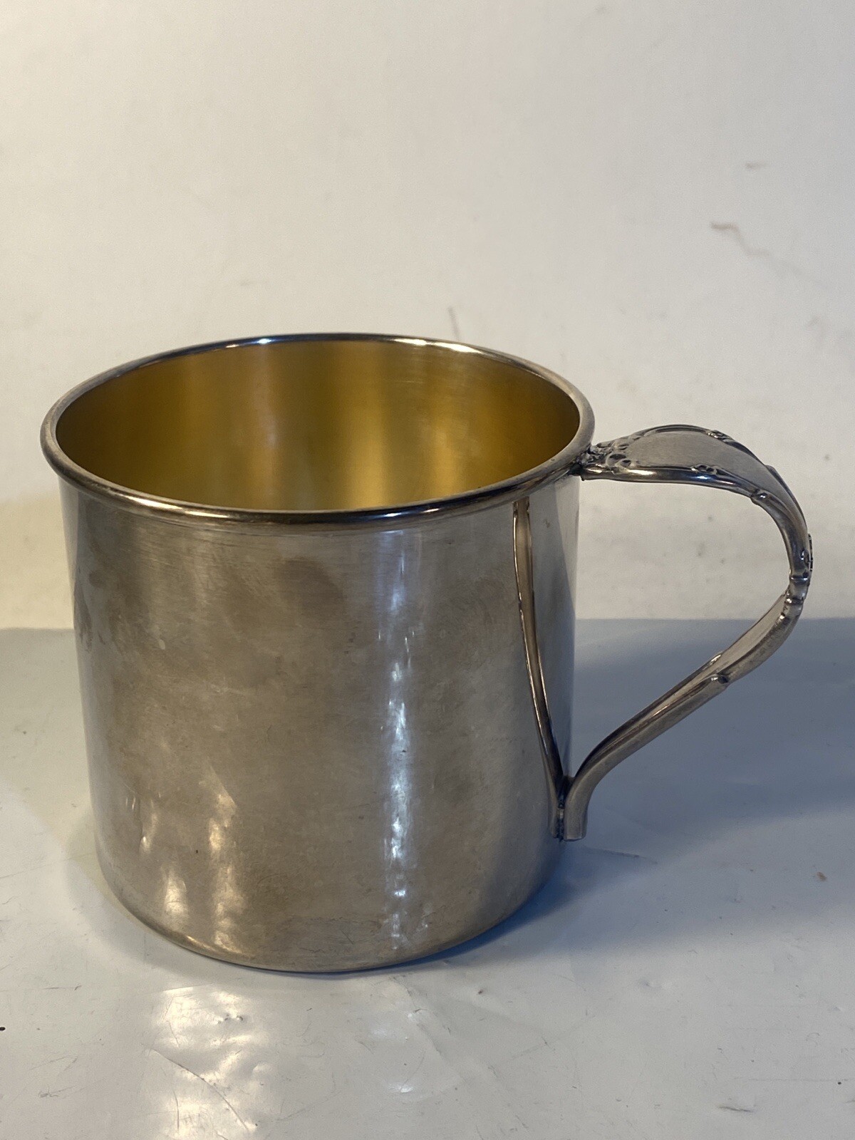 Community Silverplate Oneida Vintage Baby Cup Christening Mug Spoon Handle