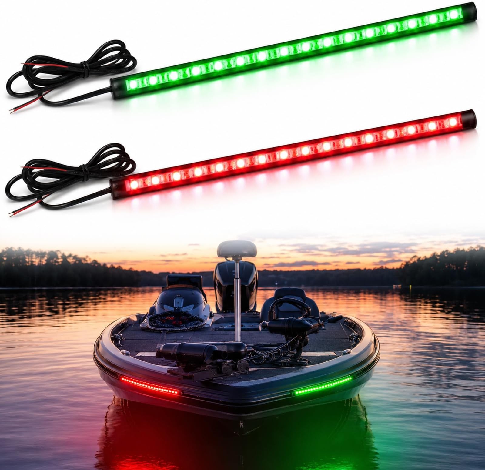 Navigation Lights – LED Bow Lights, Green & Red, Night Fishing, Deck, IP67 Wa…