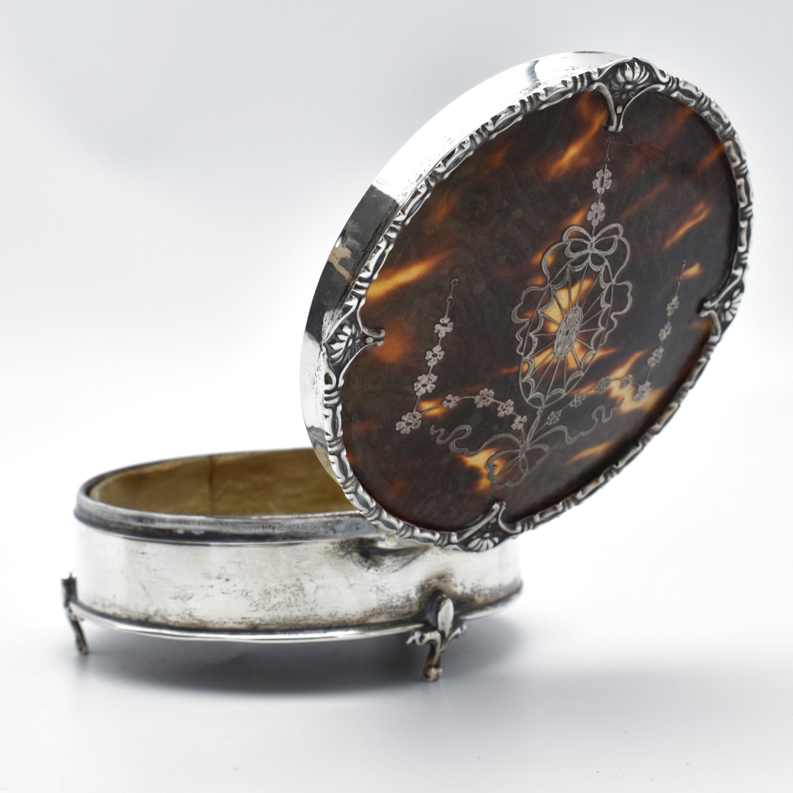 Antique George V Sterling Silver Dressing Table Box Trinket 1913