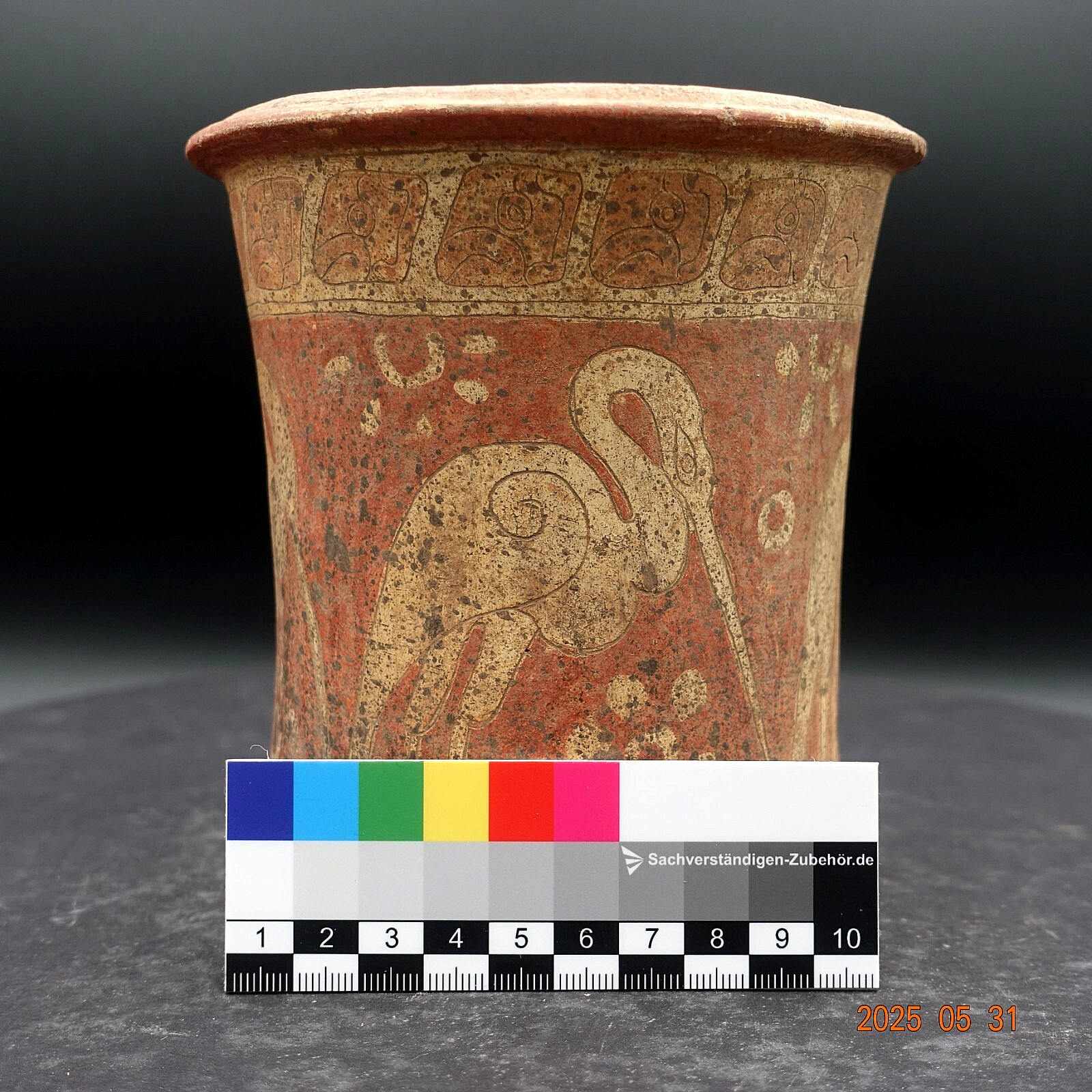 Pre-Columbian Authentic Artifact Ceramic Pottery Poly-Chrome Maya Cylinder