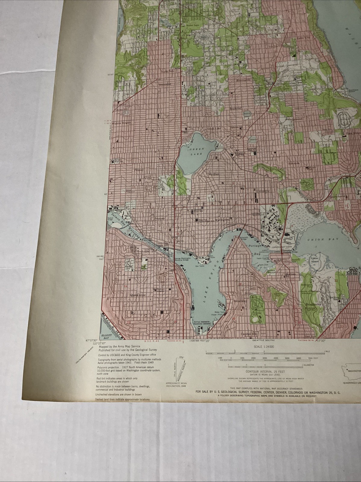 Seattle North Quadrangle Washington 1956 USGS Topographical Map Army Engineers
