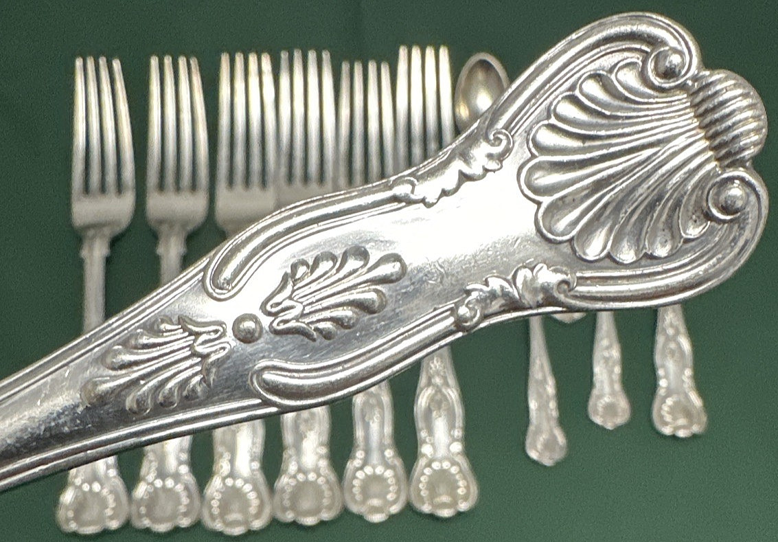12 Pc KINGS Pattern Silverplated FORKS & DEMI SPOONS Mix UK Makers