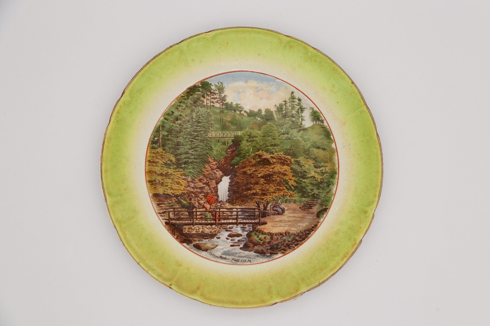 1900s Glen Helen Fall, Isle of Man Wall Plate, Portuguese Export
