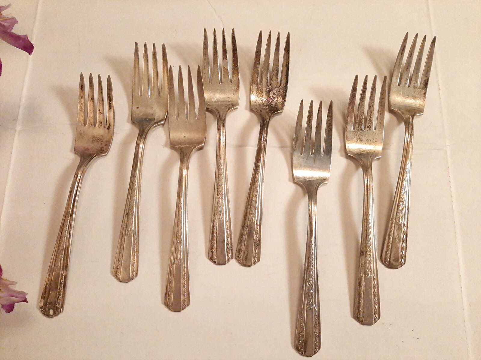 Vintage International Silver Silverplated Hollywood Salad Forks 8 pc