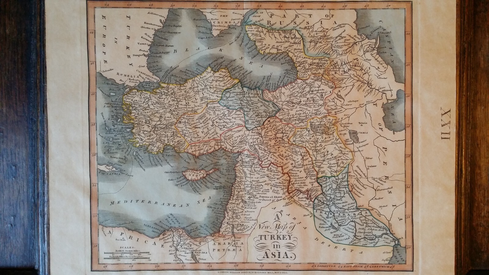 1820 ANTIQUE COPPER PLATE MAP TURKEY IN ASIA – WILLIAM DARTON – OTTOMAN EMPIRE