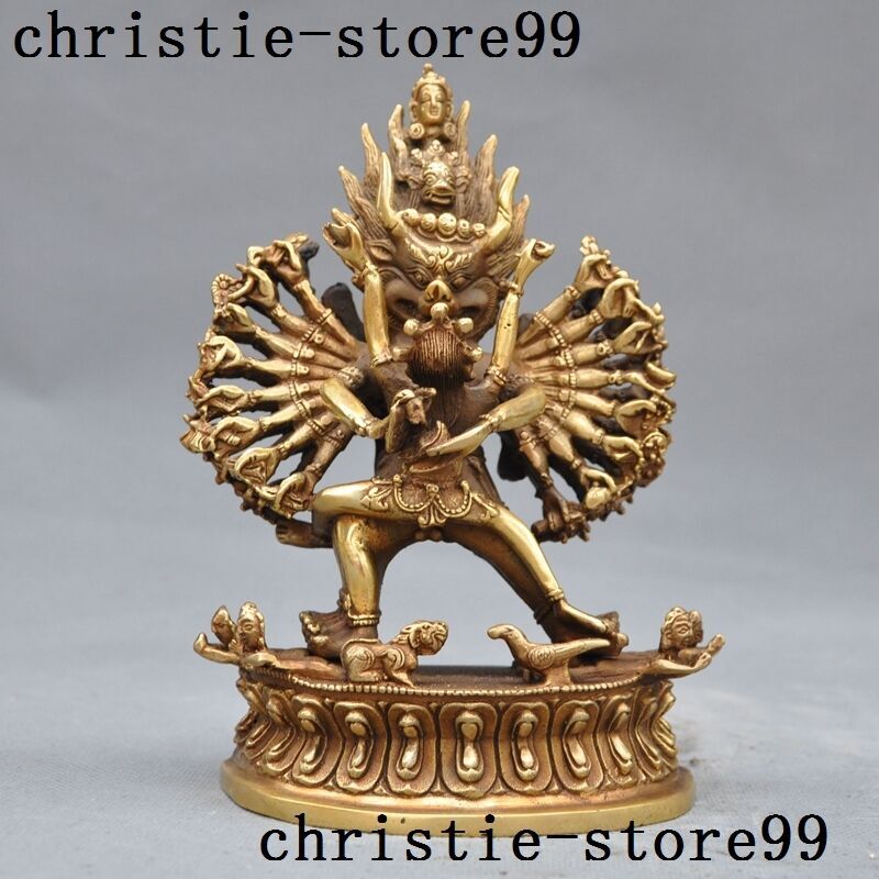 old tibet bronze buddhism temple thousands of hands happy yab-yum buddha statue