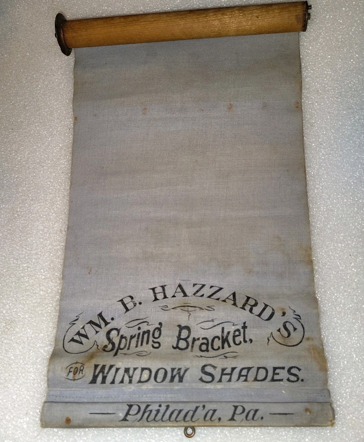 Antique WM B Hazzard Window Shade Advertising Display Sign Philadelphia PA