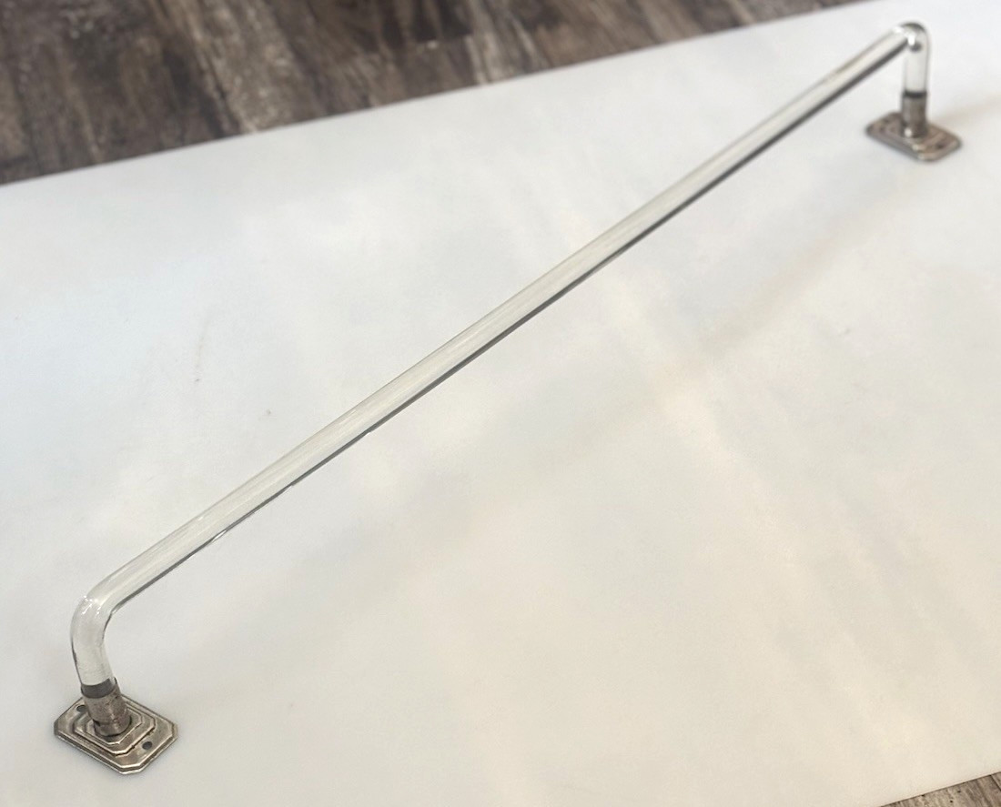 Vintage Bent Glass Towel Bar Rack Old Renovation Salvage 24″ Long Bathroom Part