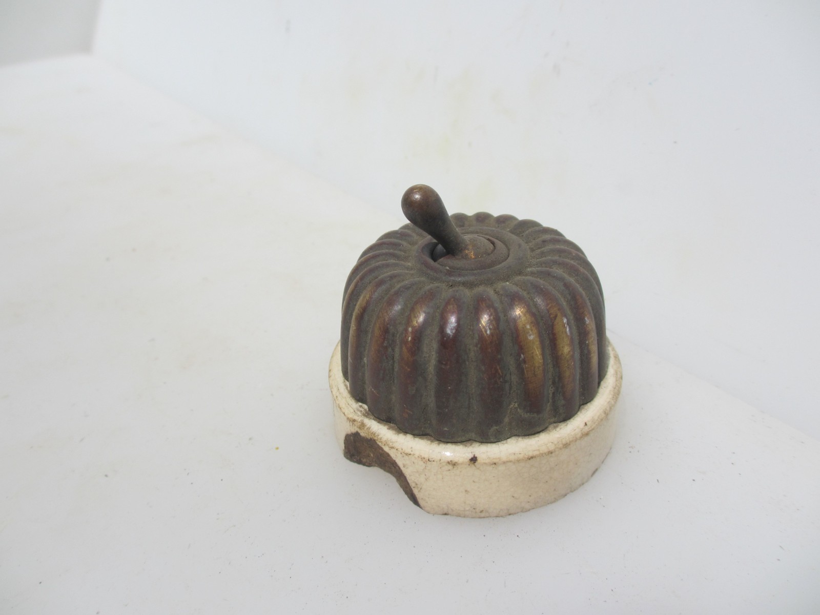 Antique Brass & Ceramic Light Switch Old Dolly Toggle Victorian Jelly Mould