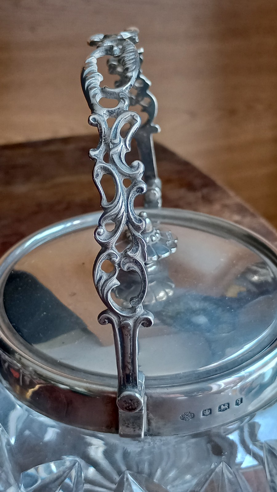 Sterling Silver & Cut Glass Biscuit Barrel By William Hutton & Sons