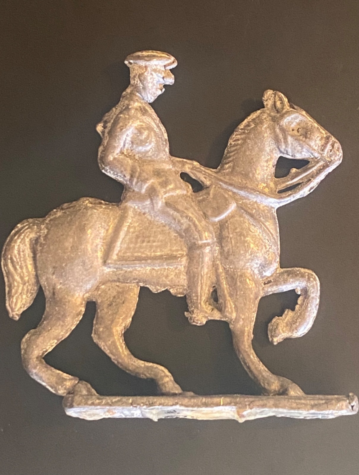 VTG Antique Silver Tone Cast Metal Soldier on Horseback Equestrian Figure Deco