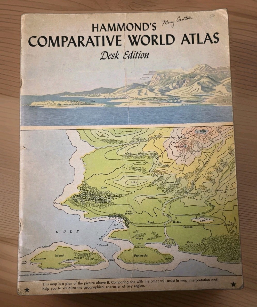 1947 Hammond’s Comparative World Atlas Desk Edition Vintage Maps Geography Book