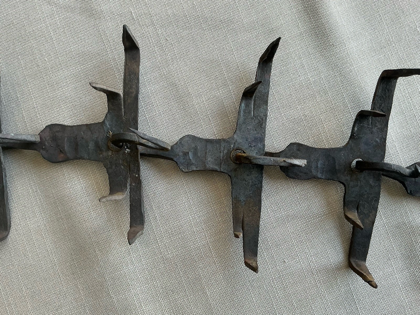 Primitive Antique Hand Forged Anti Wolf Spiked Dog Collar 22” X 4.75”
