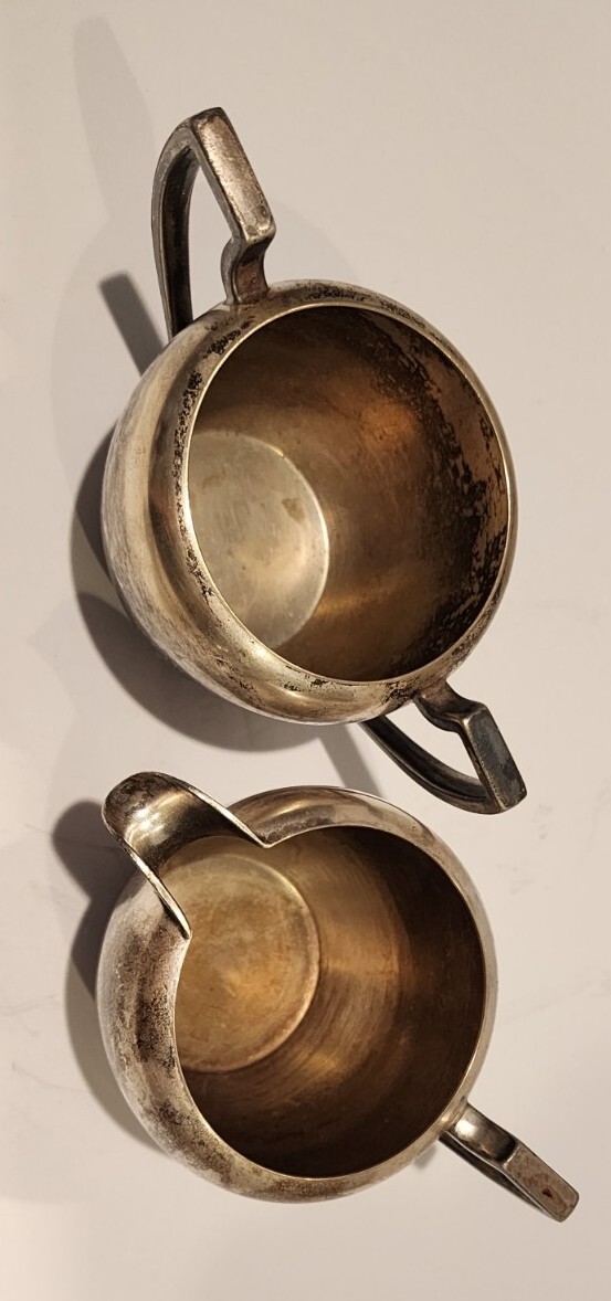 Vtg Taber And Tibbits Electroplated Silver Open Creamer And Sugar 87